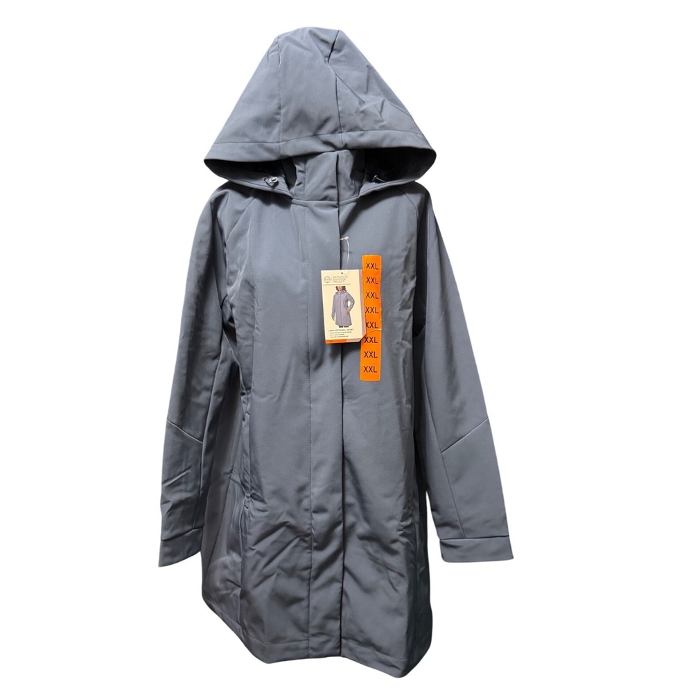 Mondetta Outdoor Project Womens Long Softshell Jacket Blue XXL Hooded NEW‎